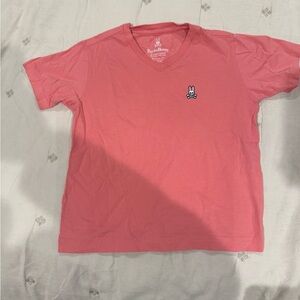 Psycho Bunny Men's Coral V-Neck T-Shirt-size 5/6